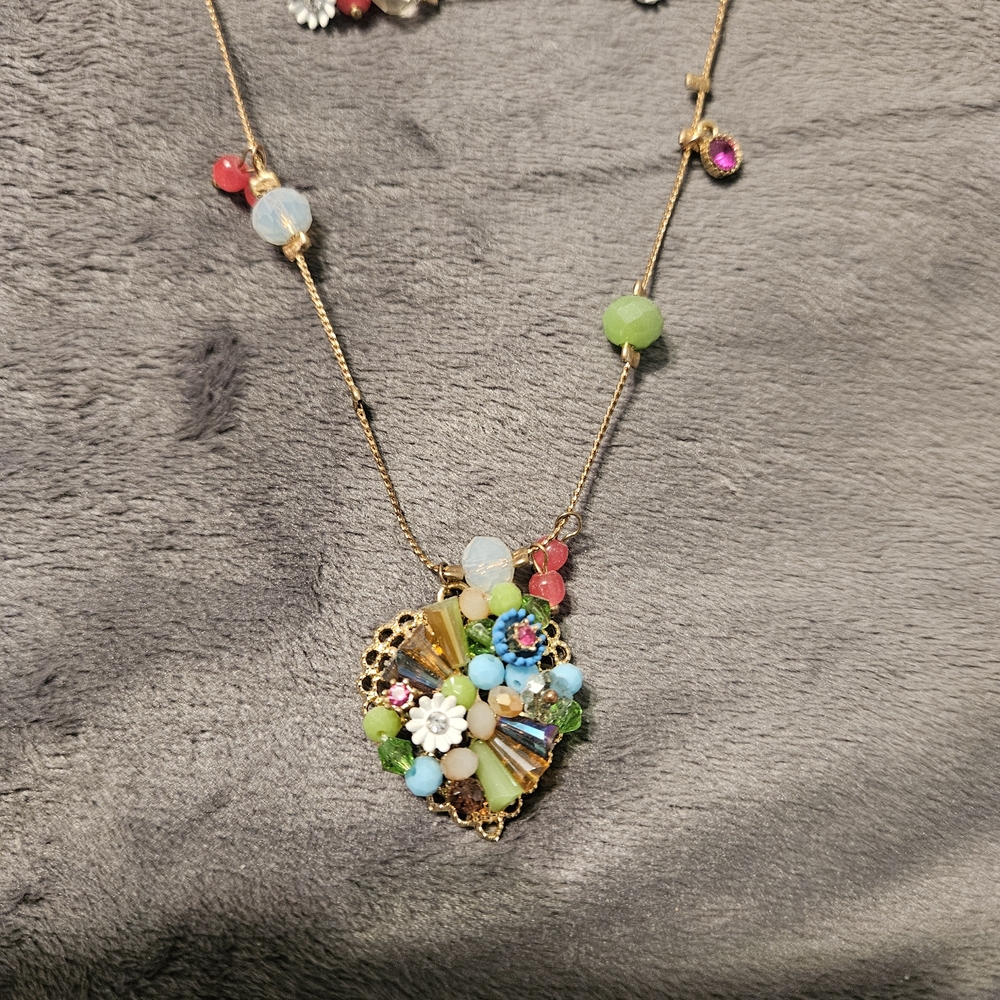 Betsey Johnson Gold Multicolor Charm Necklace